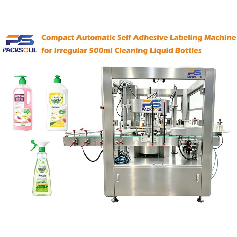 500ml অনিয়মিত ক্লিনিং লিকুইড বোতল লেবেলিং মেশিন